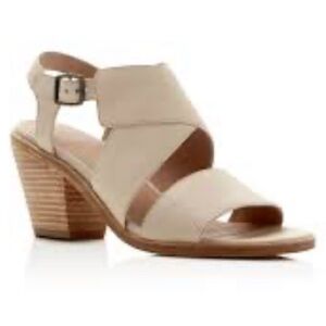 Eileen Fisher Wooden Heel Strappy Wedge Sandal Neutral Beige Size 6